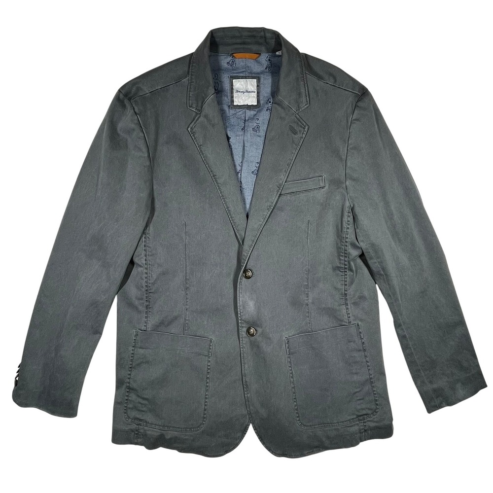 Tommy Bahama Boracay Blazer Mens Large Gray Unstructured 2-Button 183-T521443